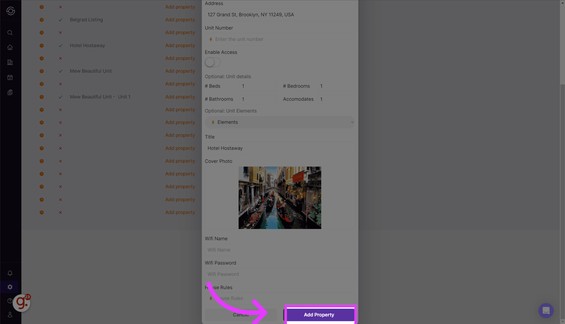 Click 'Add Property'