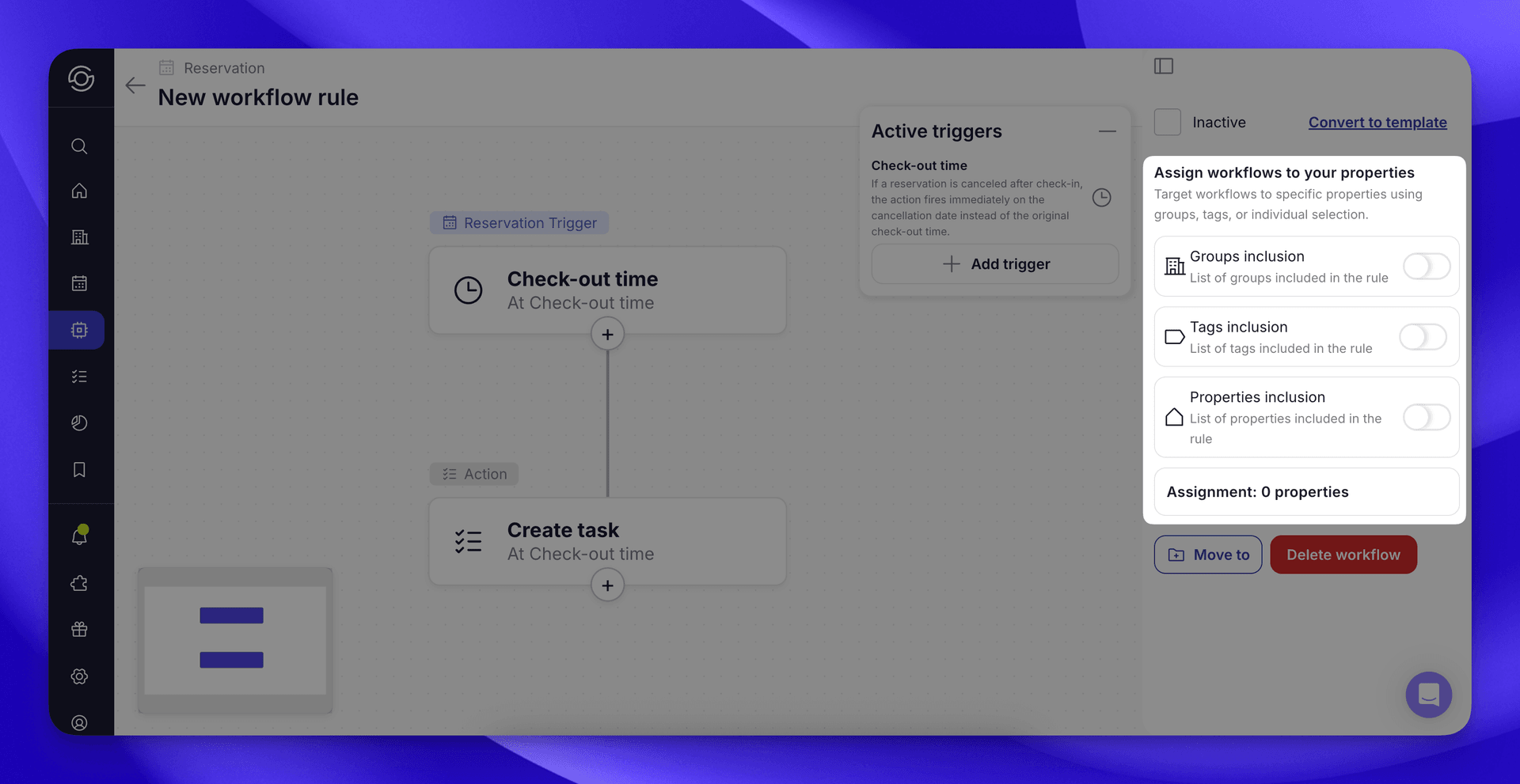 Assign your Workflow to properties on the right panel