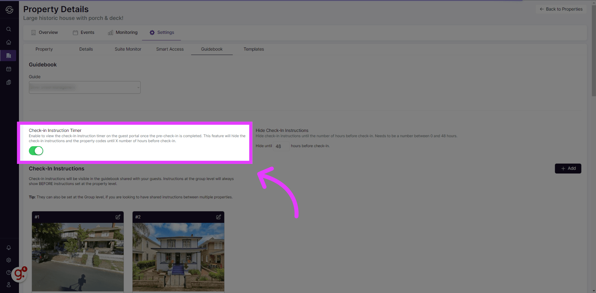 Enable the check-in instruction timer