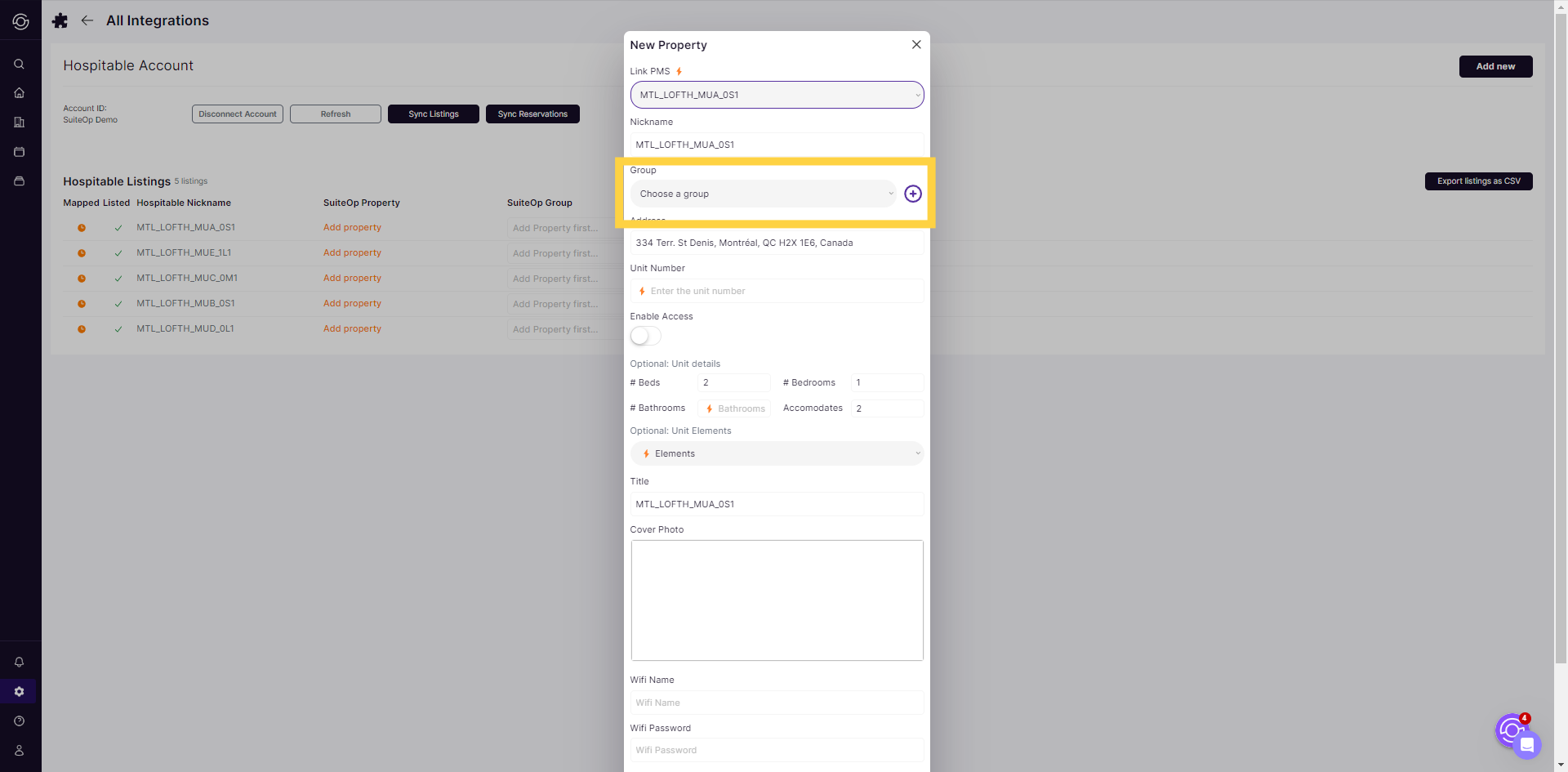 Click 'Choose your PMS propertyMTL_LOFTH_MUA_0S1MTL_LOFTH_MUB_0S1MTL_LOFTH_MUC_0M1MTL_LOFTH_MUD_0L1MTL_LOFTH_MUE_1L1'