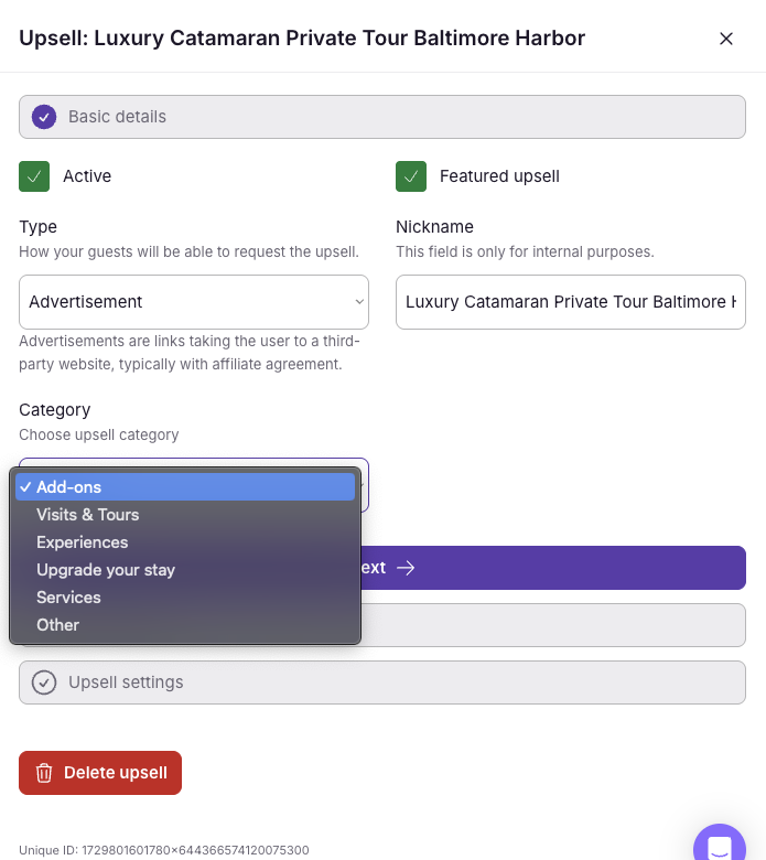 Optionally, assign a Category to determine how it will appear in the portal