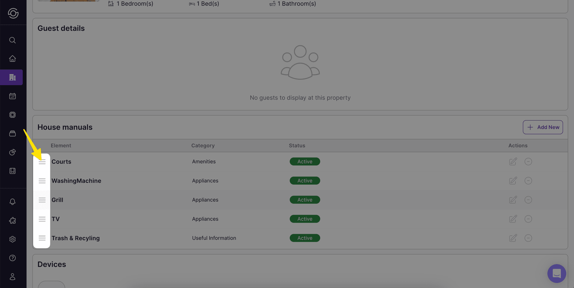 Drag-and-drop reordering of house manuals in the Property Overview
