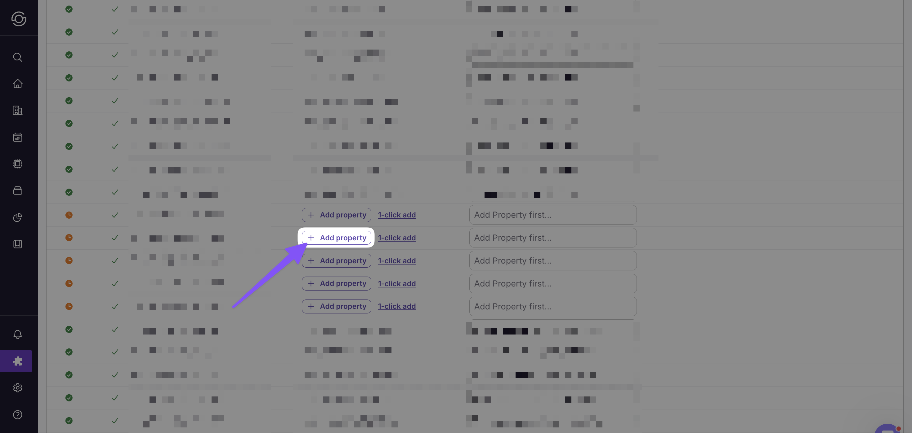 Scroll to the new property in the list of listings, select +Add property