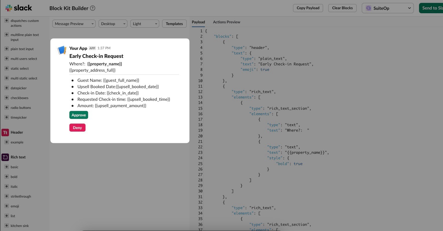 Preview: Check the live preview on the right to see how your message will loo