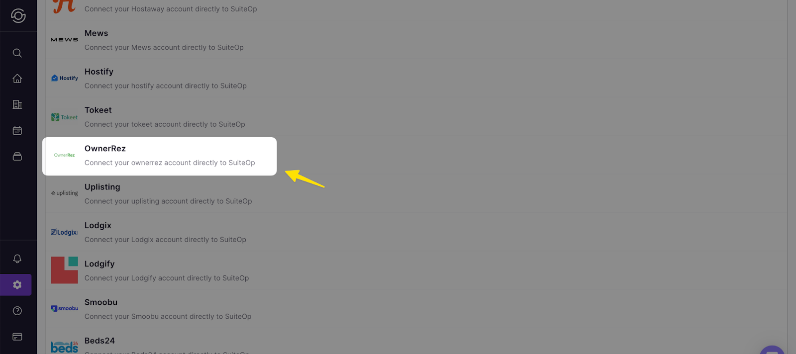 2. Select OwnerRez from the list