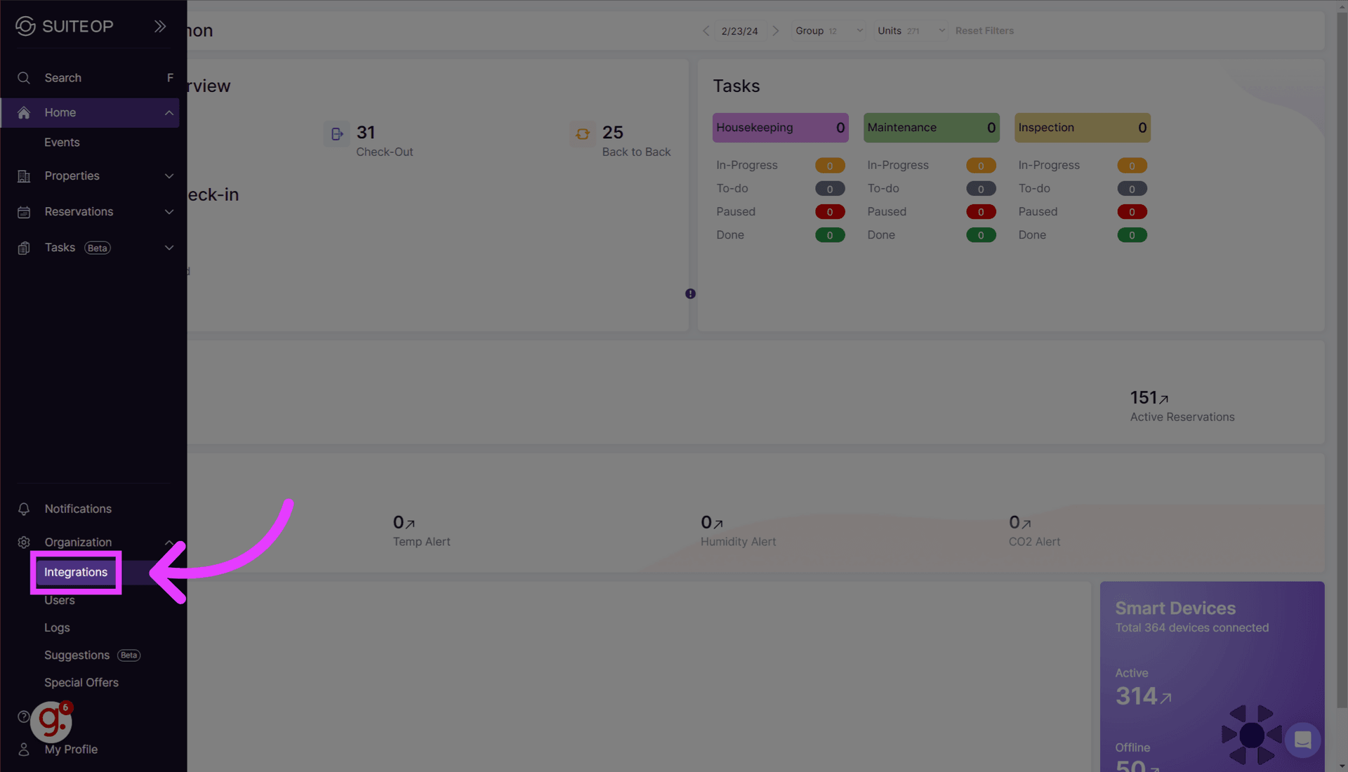 Click 'Integrations'