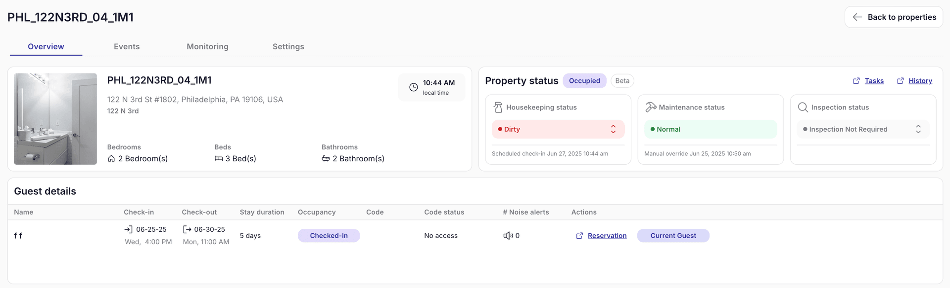 Inspection status updates to "Required" (if you use inspections) or “Not requ