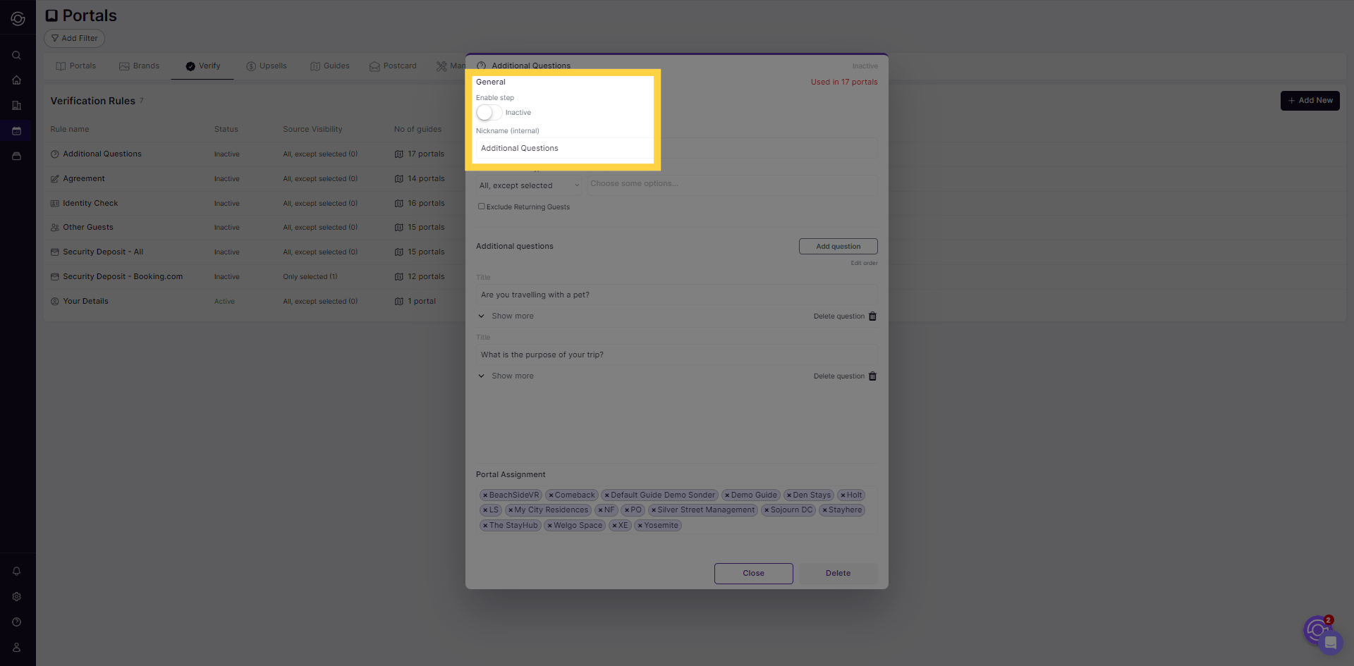 Activate Rule and enter a nickname