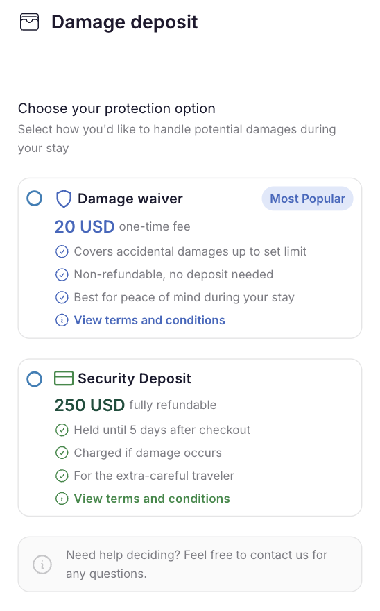 Add an optional description to show on the Damage deposit screen (see below)