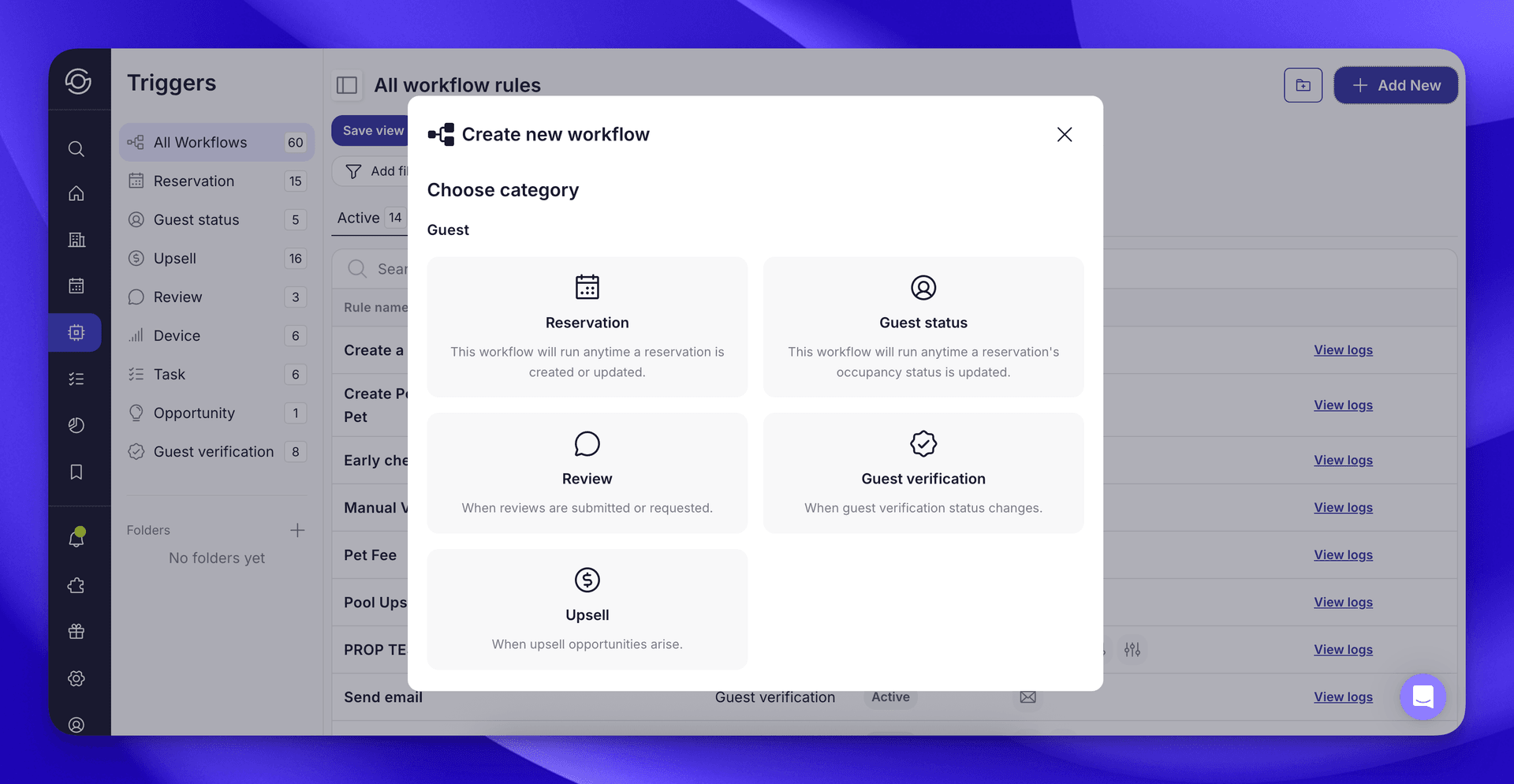 You'll then see options for Triggers to begin your Workflow