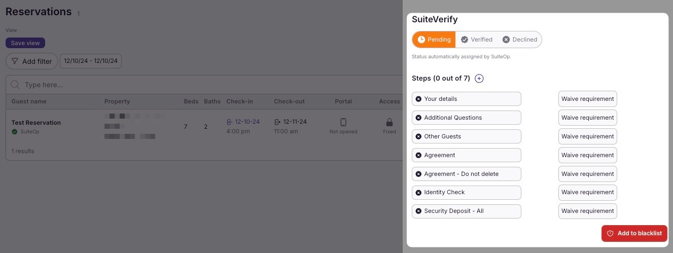 To view a guest's verification rules