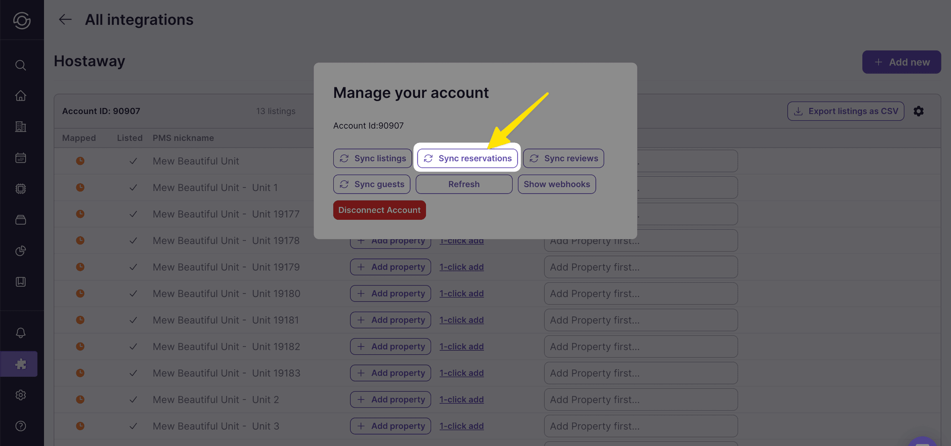 4. Select "Sync reservations"