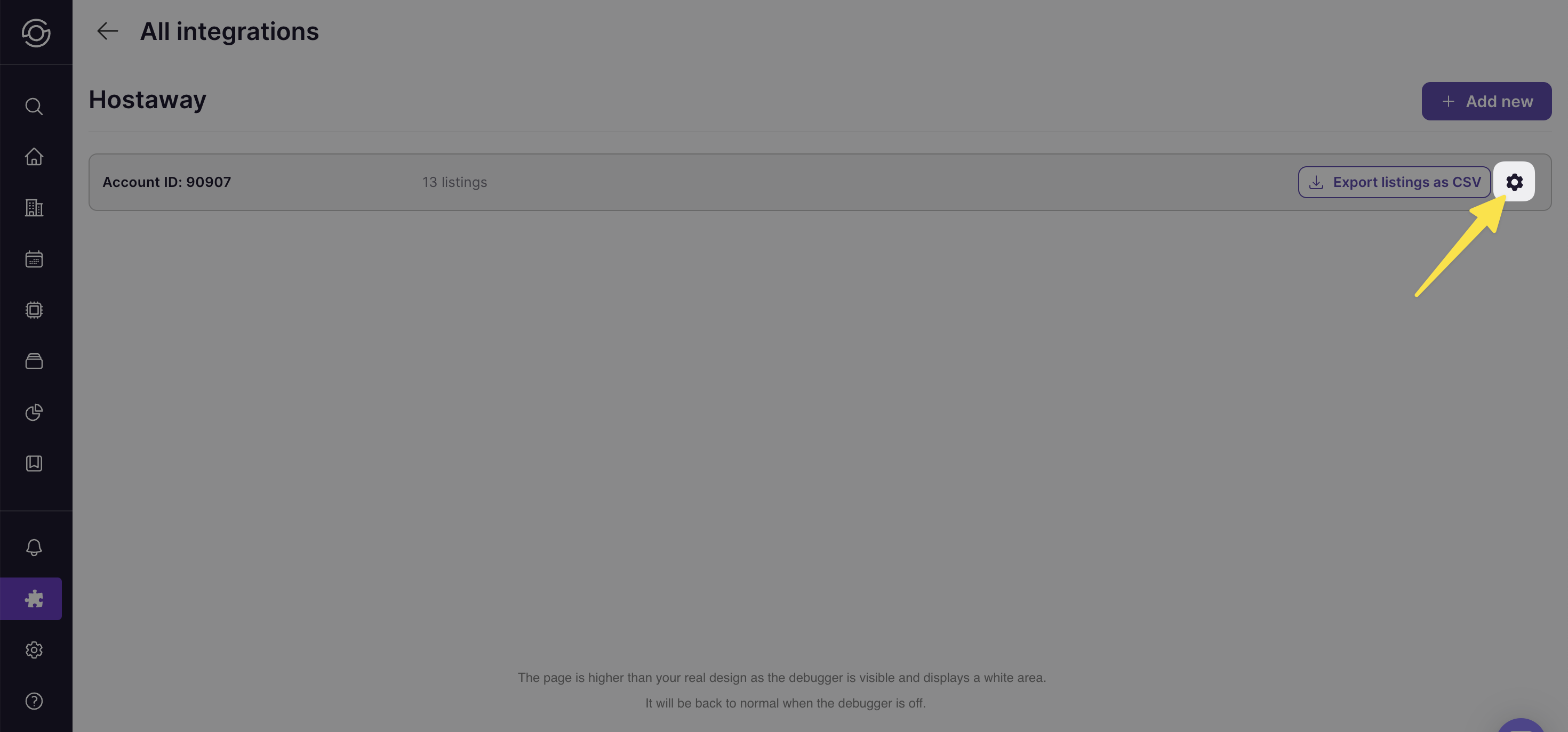 3. Click the gear icon on the related account