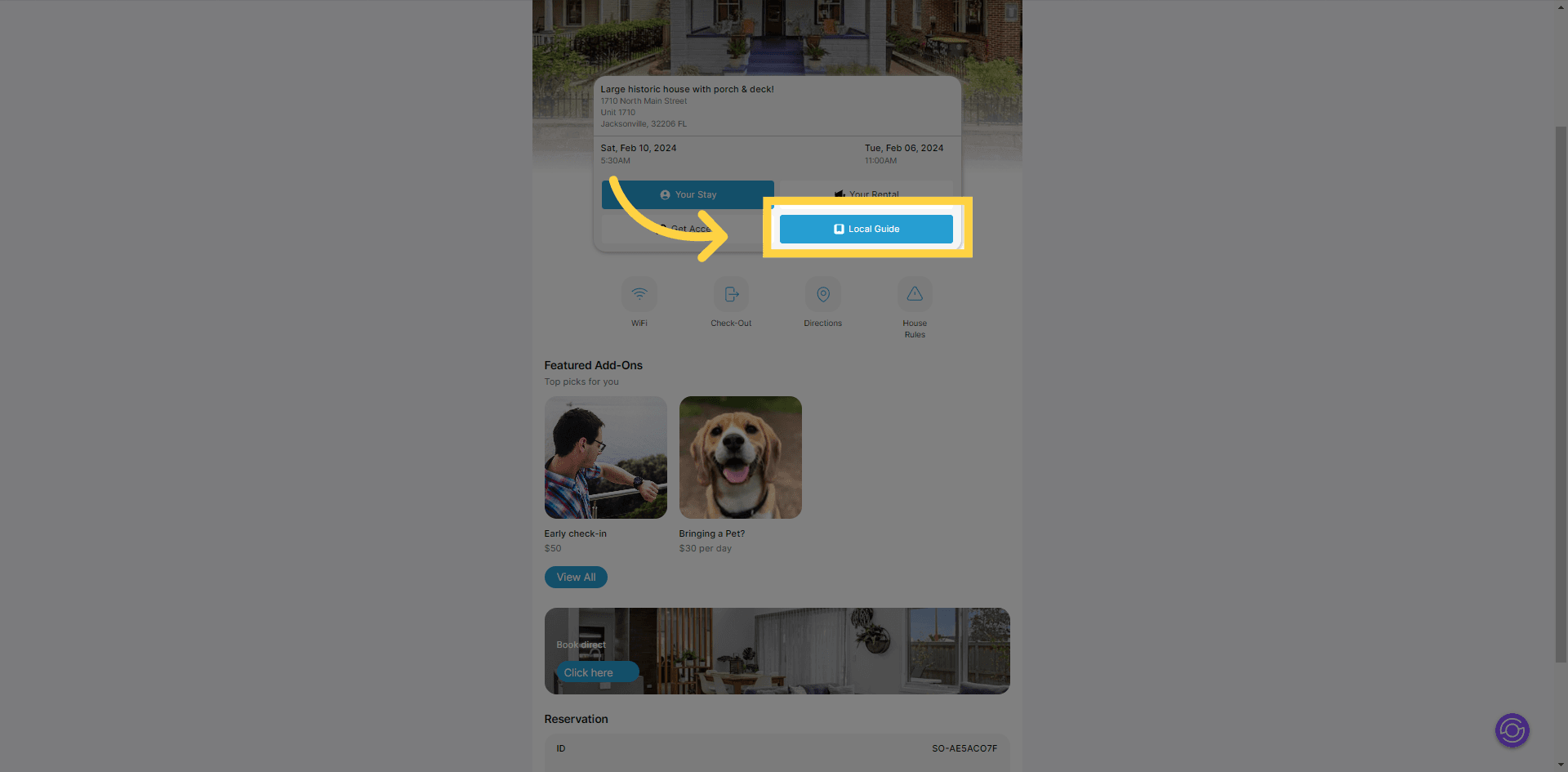 To access the P.O.I. guides, simply click on the "Local Guide" button