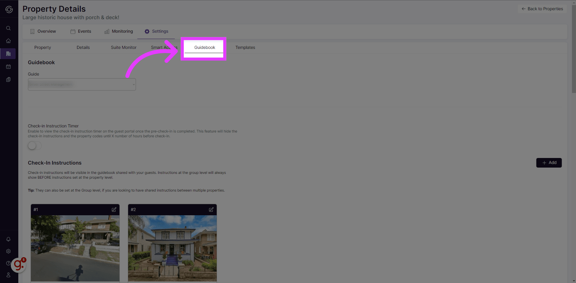 Click on Guidebook Tab