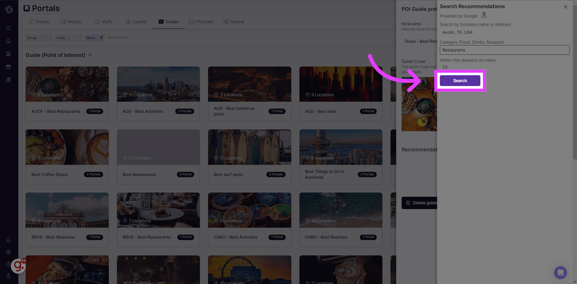Search button to generate Google results