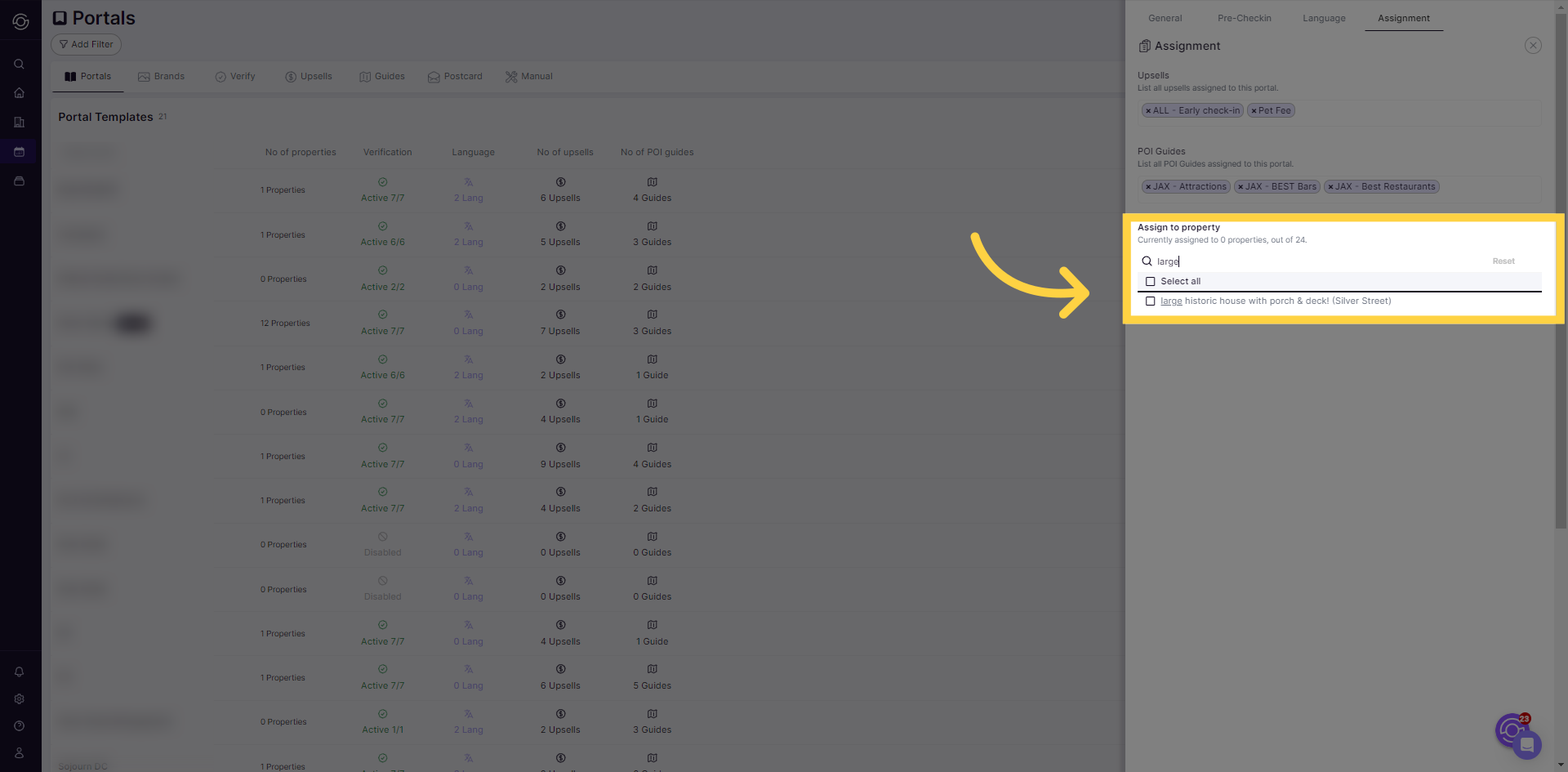 Finally, assign your portal to a property