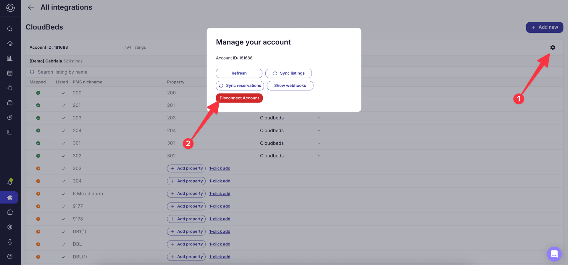To disconnect your account in SuiteOp