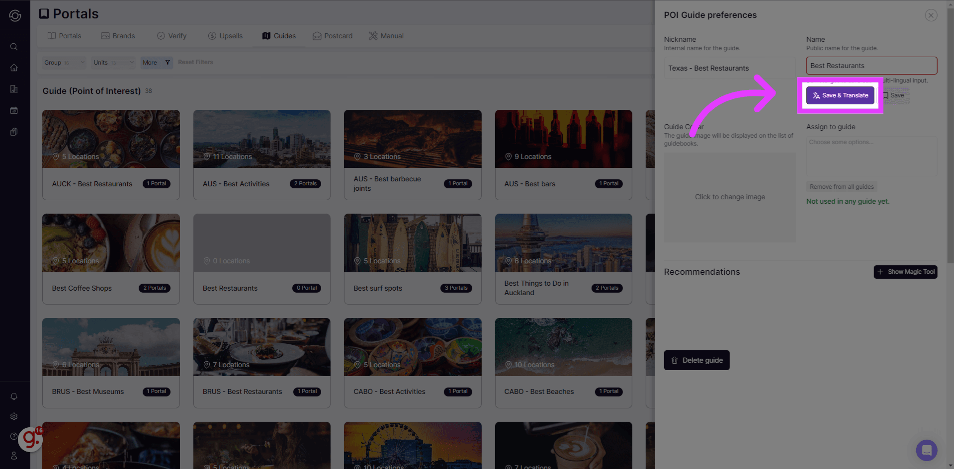 Save and Translate button