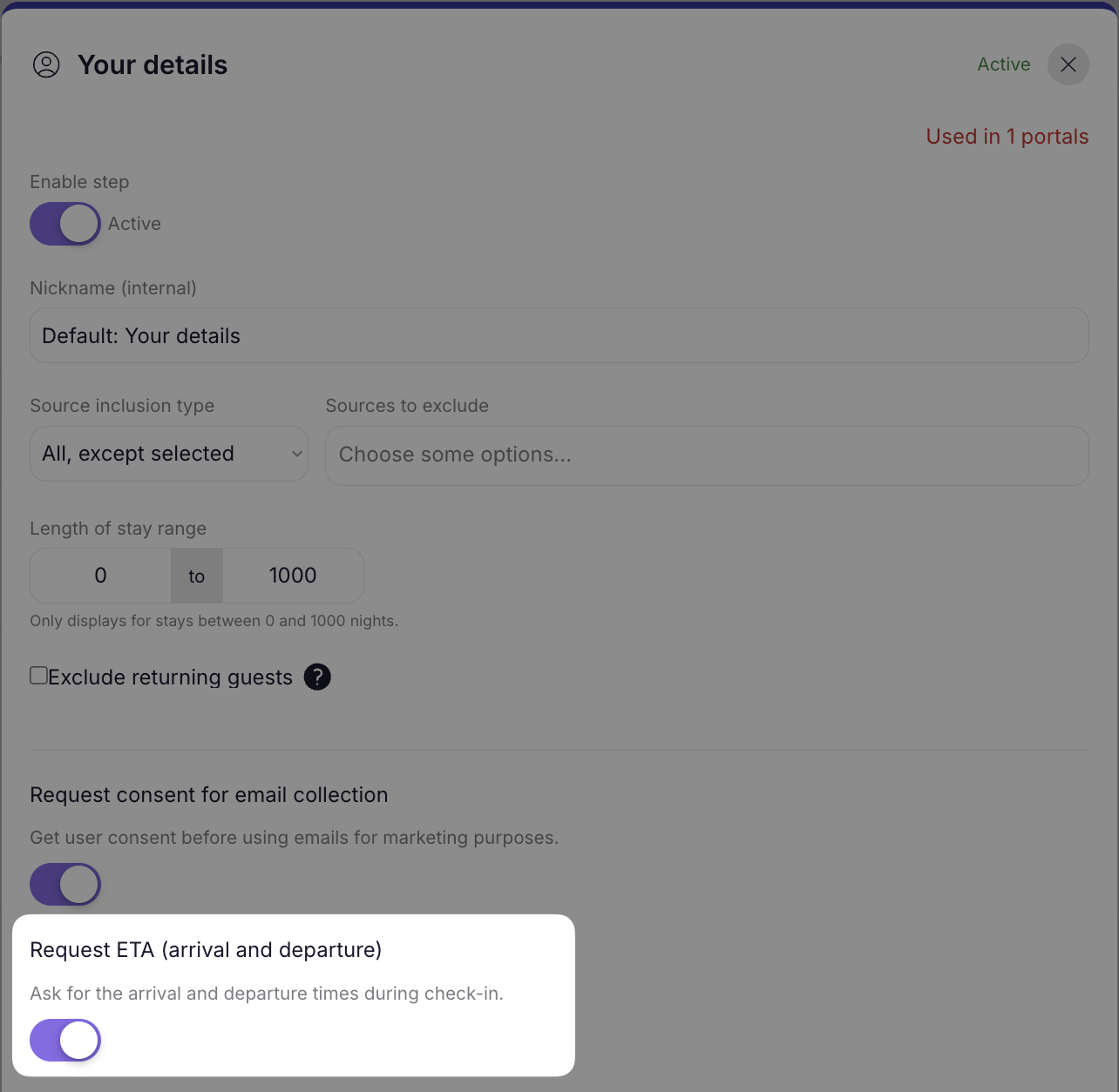Enable the toggle for "Request ETA"