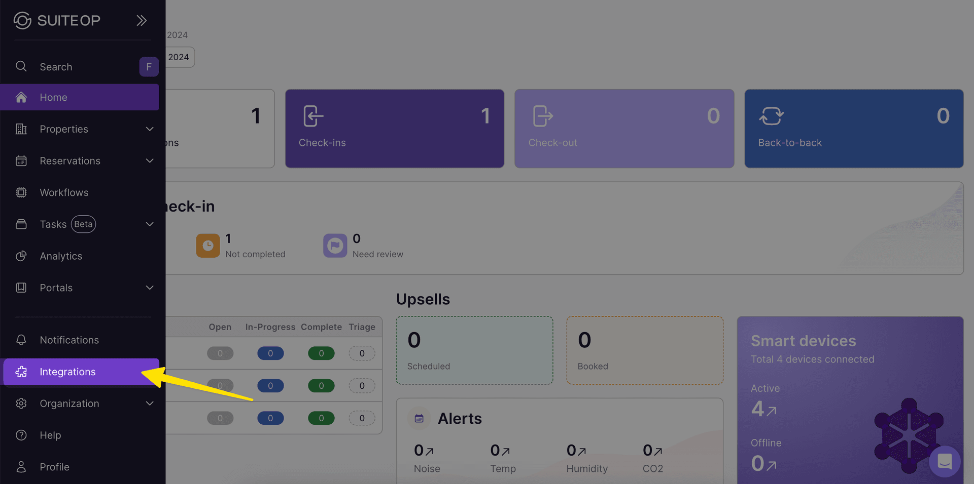 Select Integrations from the navigation