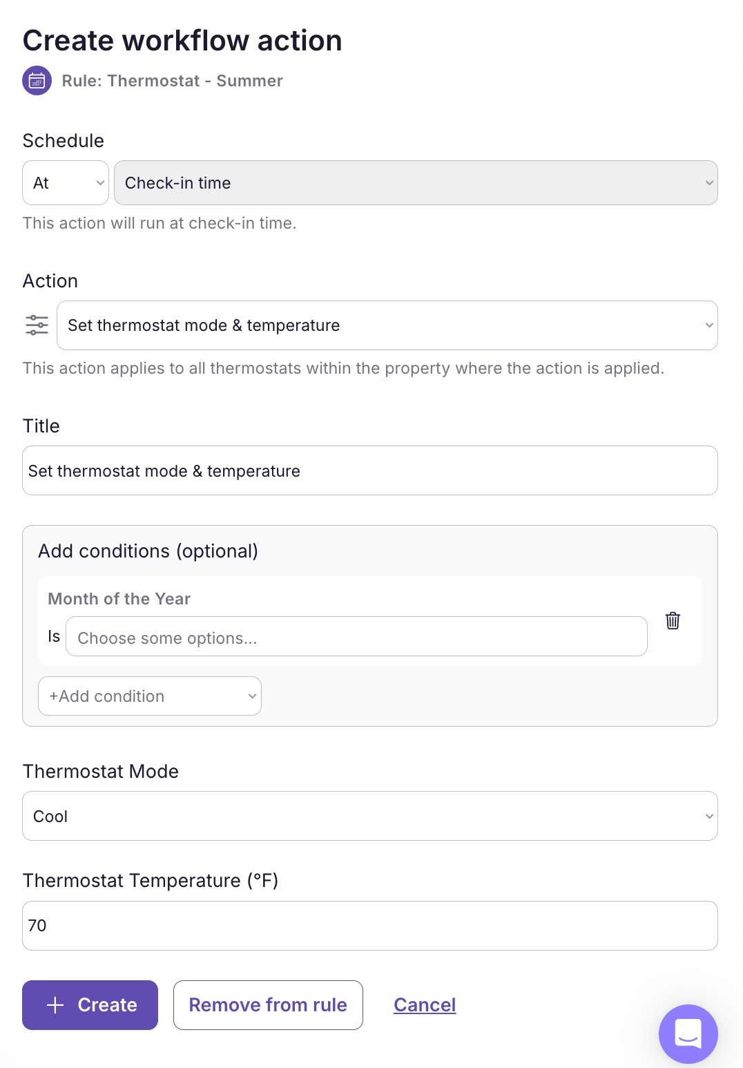 Thermostat workflow configuration example