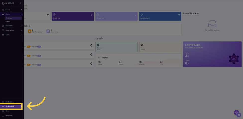 1. Navigate to the organization menu