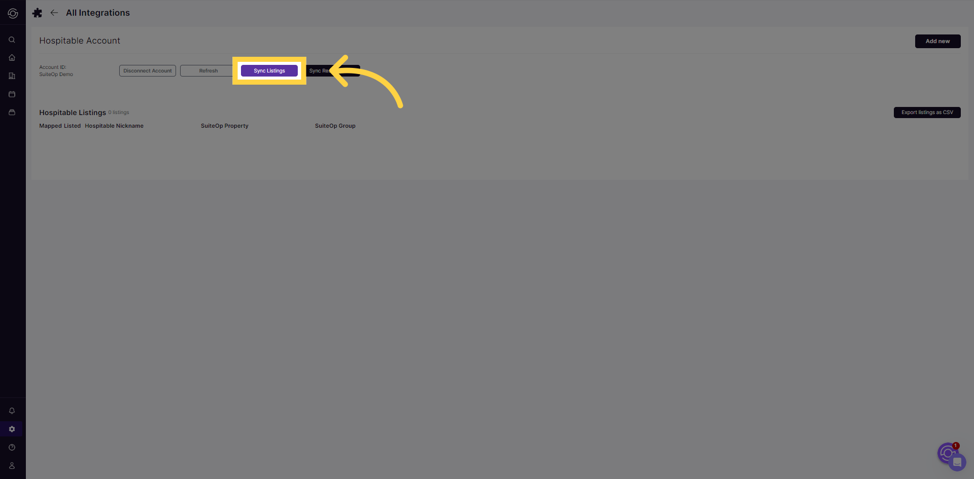 Click 'Sync Listings'