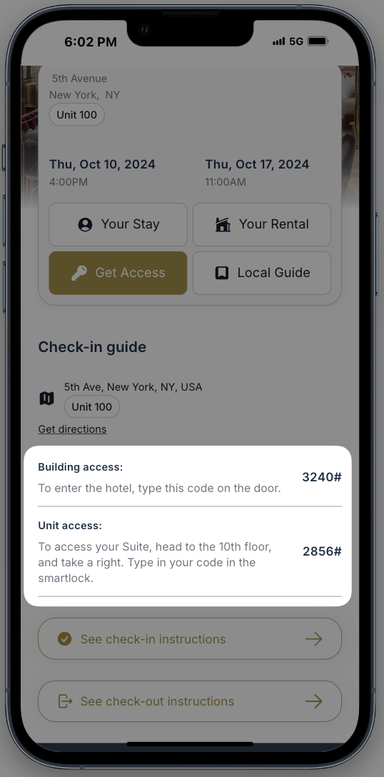 You can set up a Check-in Summary to be displayed in the Access section of th