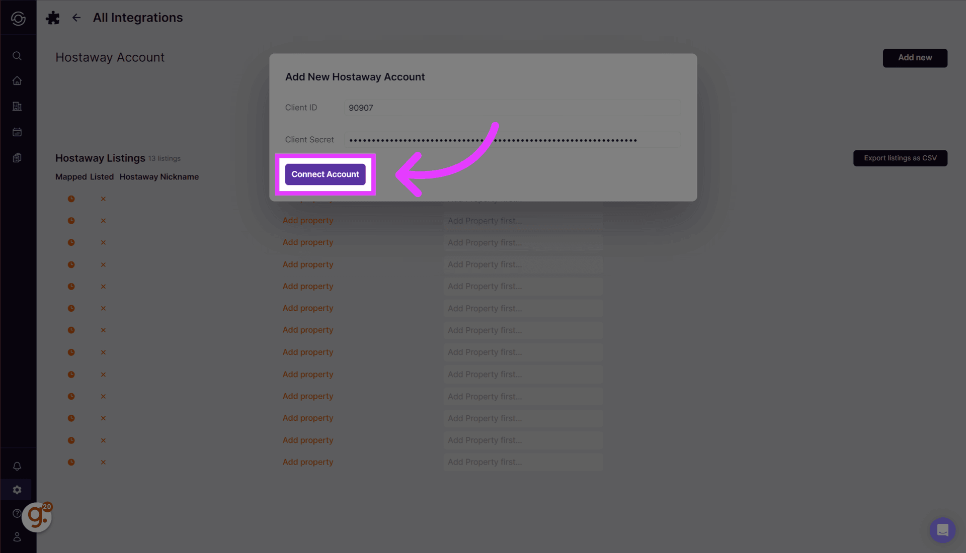 Click 'Connect Account'