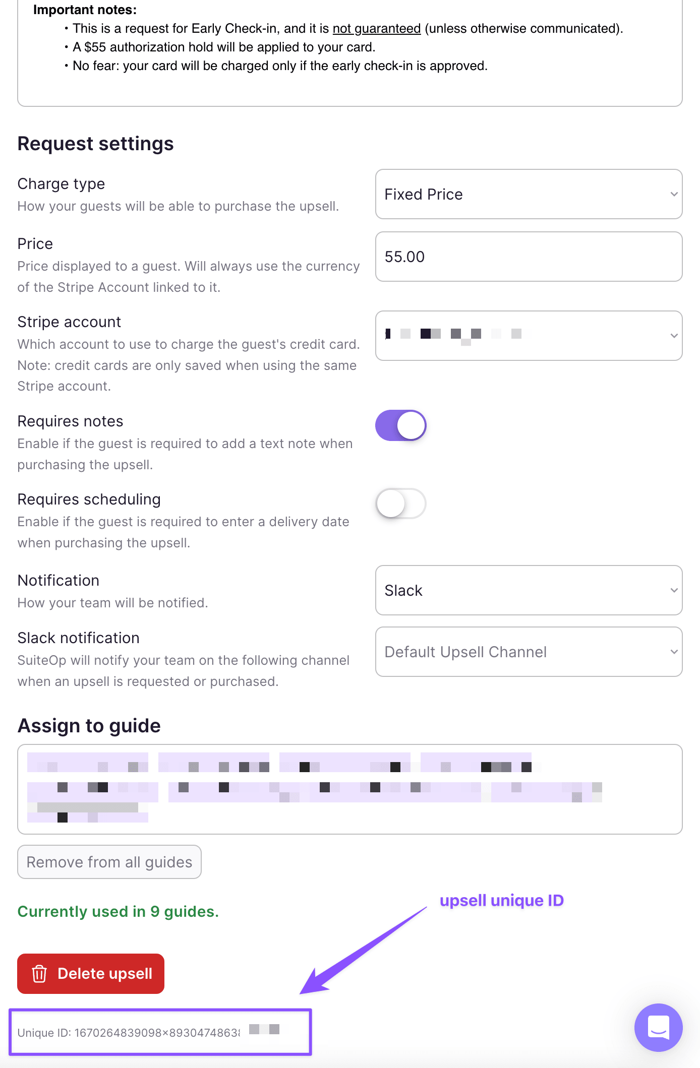 Finding the upsell ID in the upsell settings