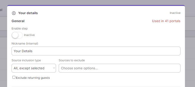Your Details verification rule configuration