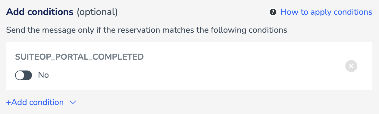 Guesty dynamic message conditions setup