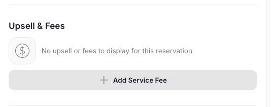 Here you can view existing upsells & fees or add new ones