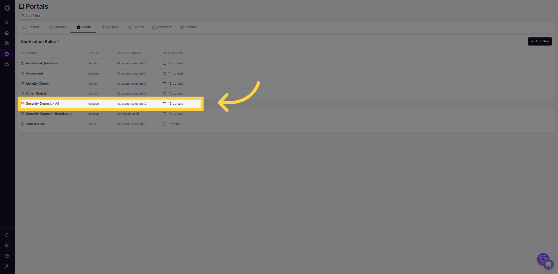 Select 'Security Deposit'
