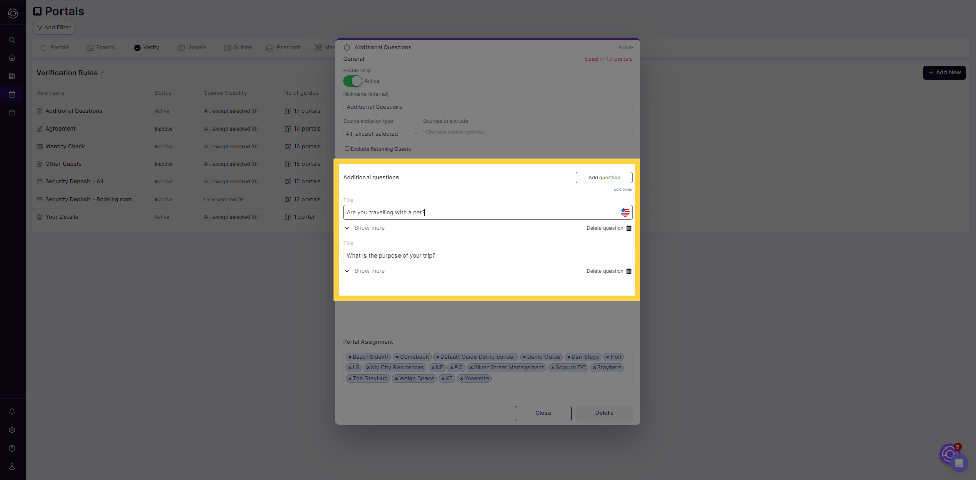 You can access additional settings for each question by clicking on the "Show