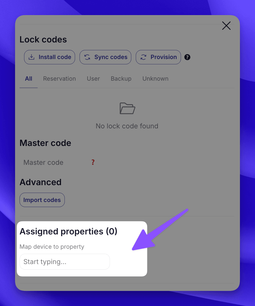 Type your property name and select to assign