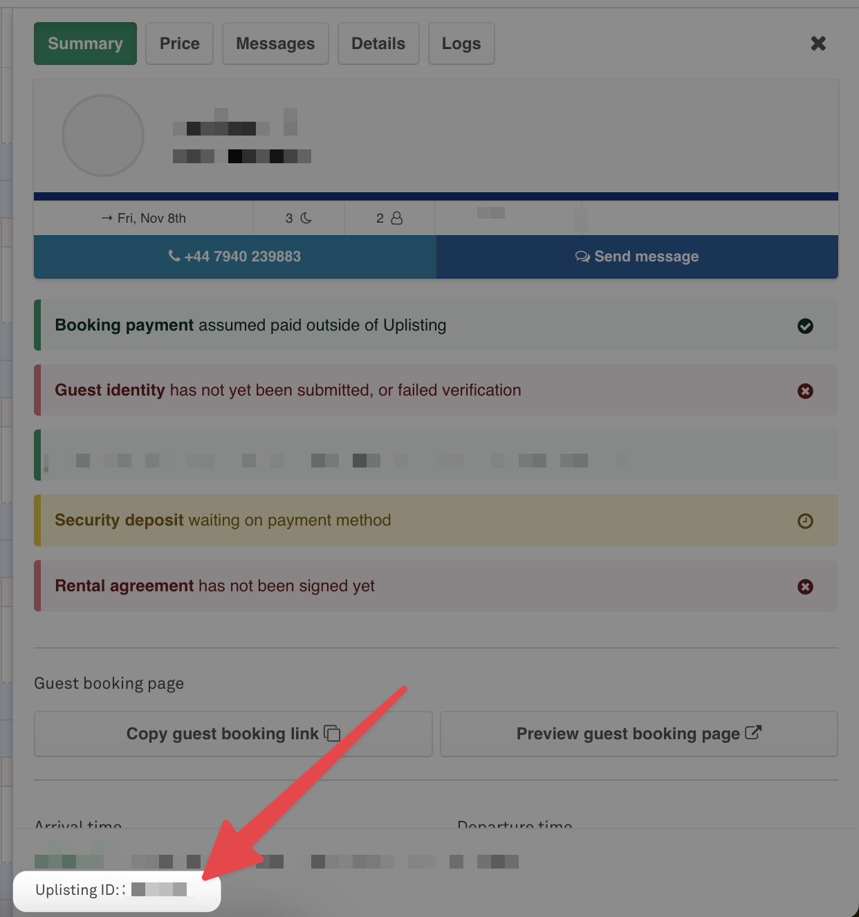 | Guesty | Open the reservation in Guesty