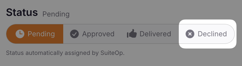 Change status to Declined